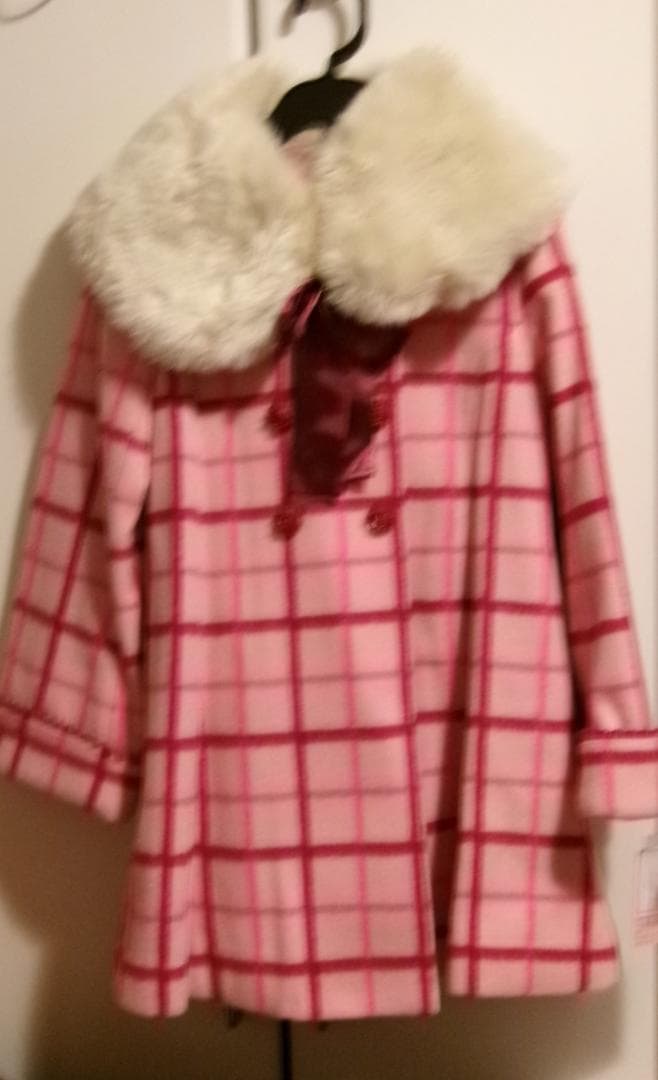 ♥最終♥チェックウールコート♥シャーリーテンプル♥新品♥ファー♥コート♥120