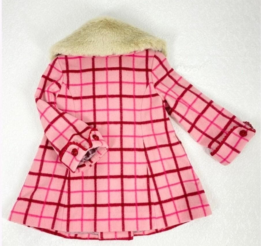 ♥最終♥チェックウールコート♥シャーリーテンプル♥新品♥ファー♥コート♥120