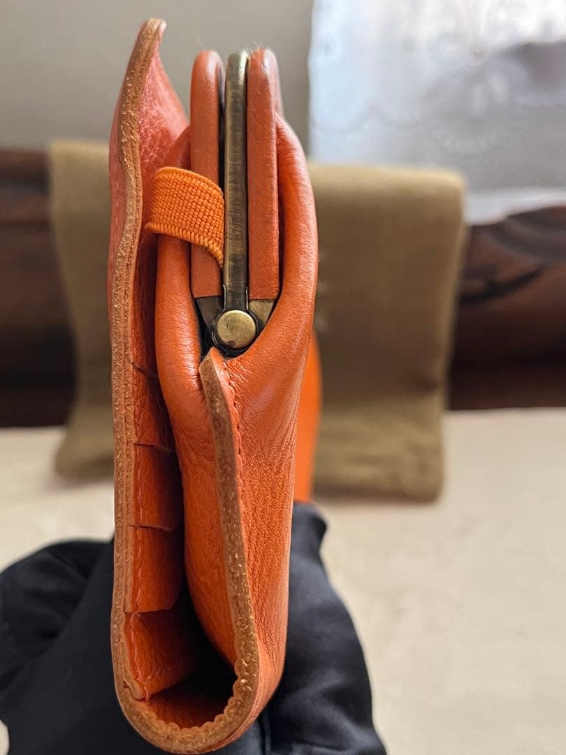 IL BISONTE イルビゾンテ がま口 大容量 長財布 オレンジ 春財布