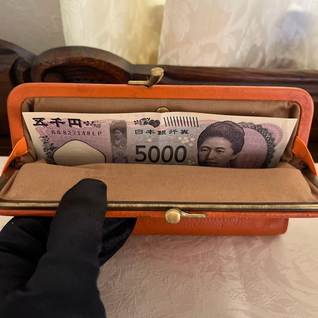 IL BISONTE イルビゾンテ がま口 大容量 長財布 オレンジ 春財布