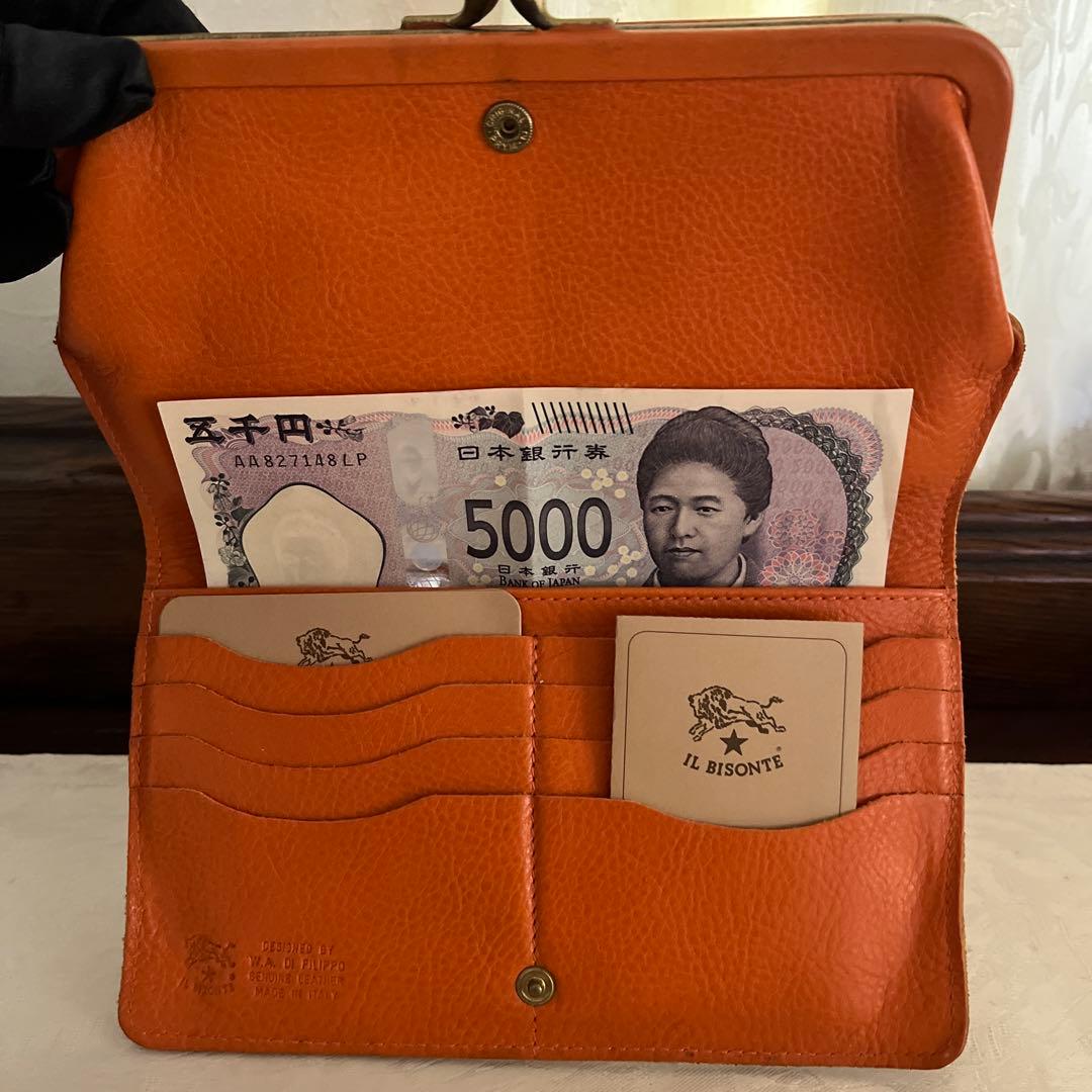 IL BISONTE イルビゾンテ がま口 大容量 長財布 オレンジ 春財布