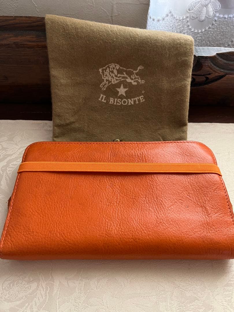 IL BISONTE イルビゾンテ がま口 大容量 長財布 オレンジ 春財布