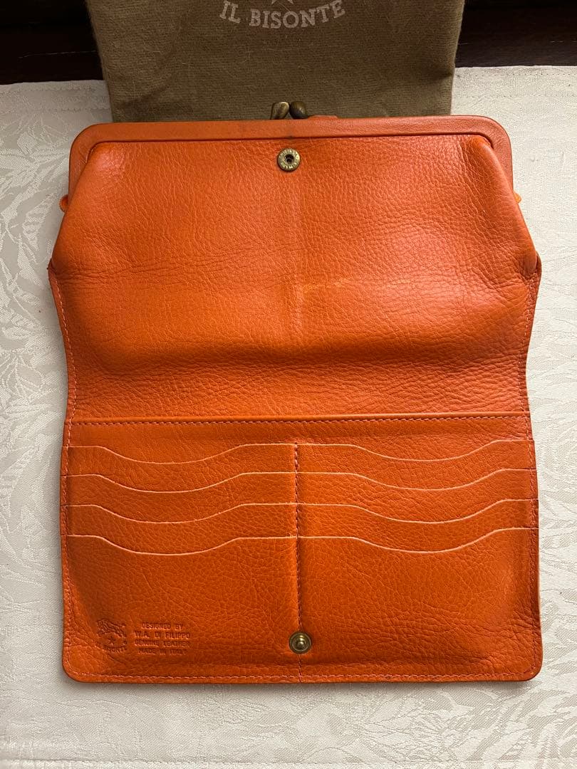 IL BISONTE イルビゾンテ がま口 大容量 長財布 オレンジ 春財布