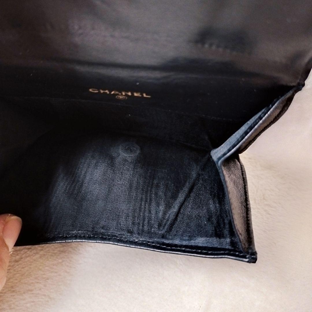 CHANEL シャネル　ラムスキン　 二つ折り財布　レザー　ブラック　ココマーク