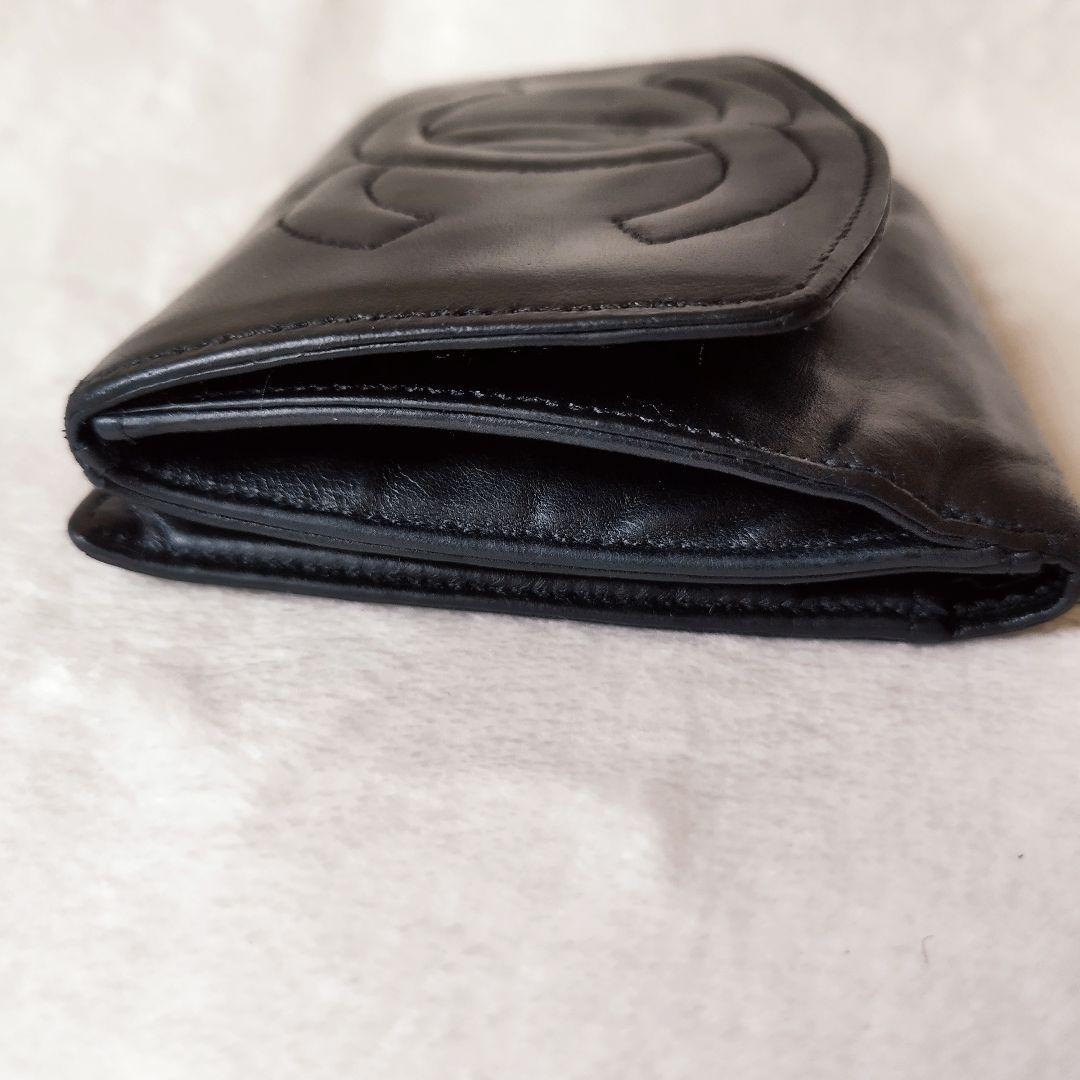 CHANEL シャネル　ラムスキン　 二つ折り財布　レザー　ブラック　ココマーク