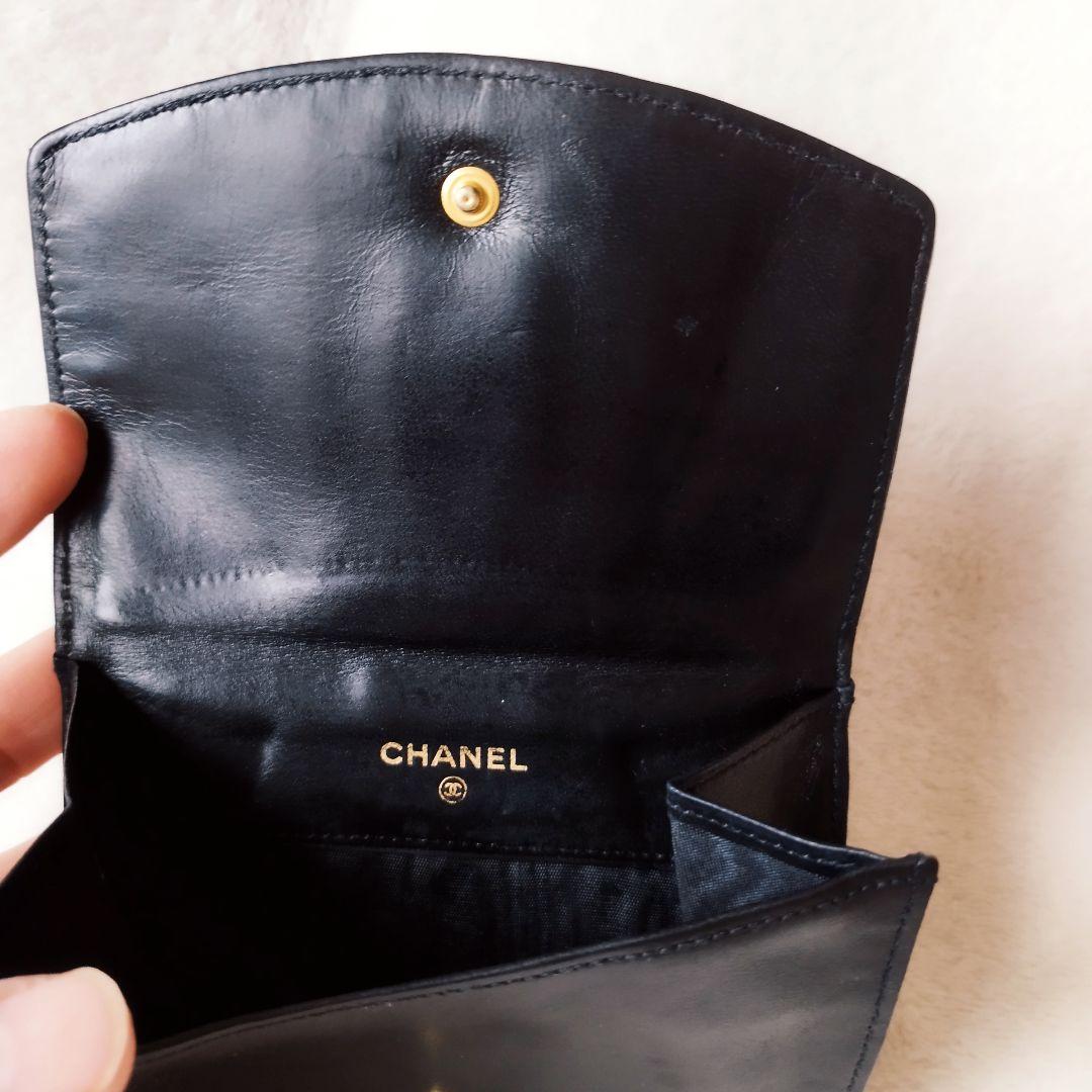 CHANEL シャネル　ラムスキン　 二つ折り財布　レザー　ブラック　ココマーク