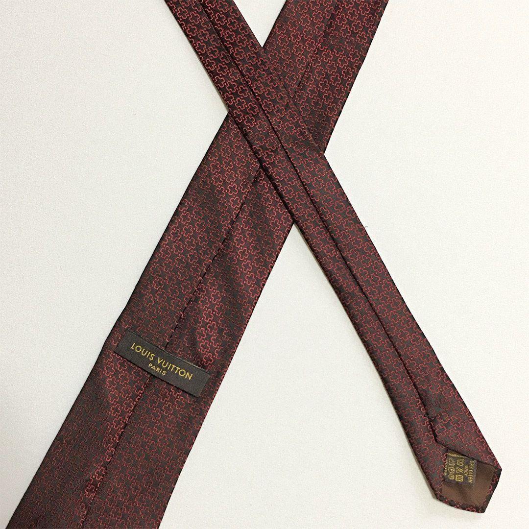 未使用級 ルイヴィトン Louis Vuitton ネクタイ ワインレッド 総柄