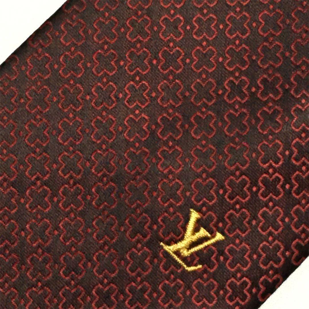 未使用級 ルイヴィトン Louis Vuitton ネクタイ ワインレッド 総柄