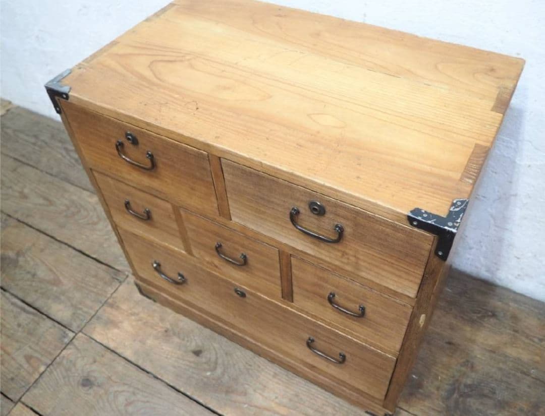 1002 前桐の和箪笥　キリタンス　収納棚　引き出し　チェスト　ケース　レトロ