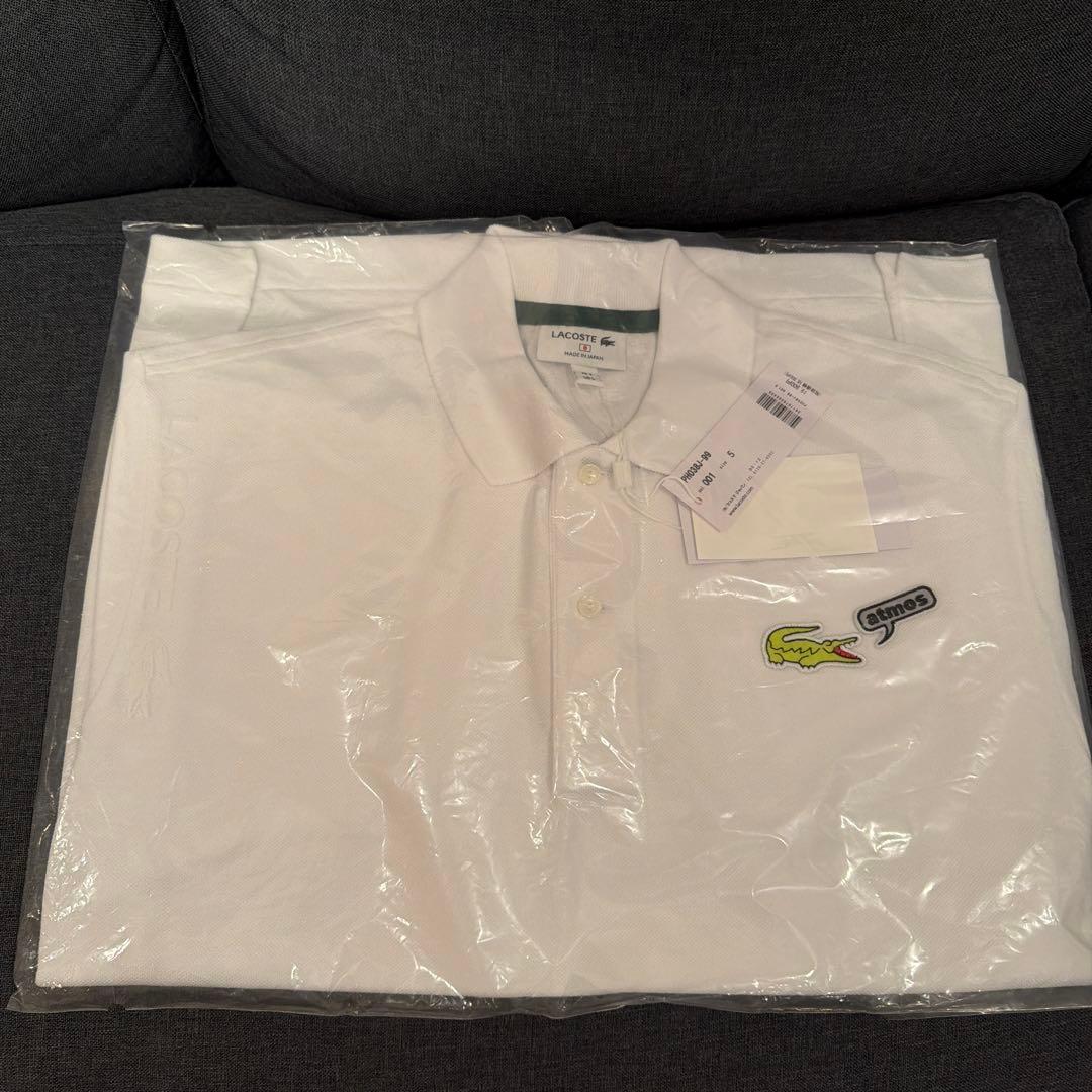 新品 LACOSTE x atmos 日本製 Polo White L