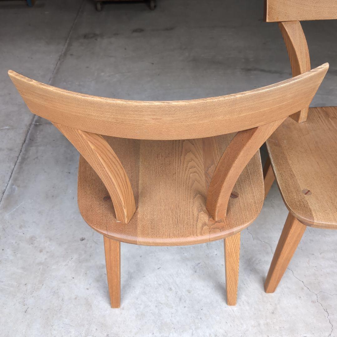 ダイニングチェア 2脚セット タモ無垢 食堂椅子 木製