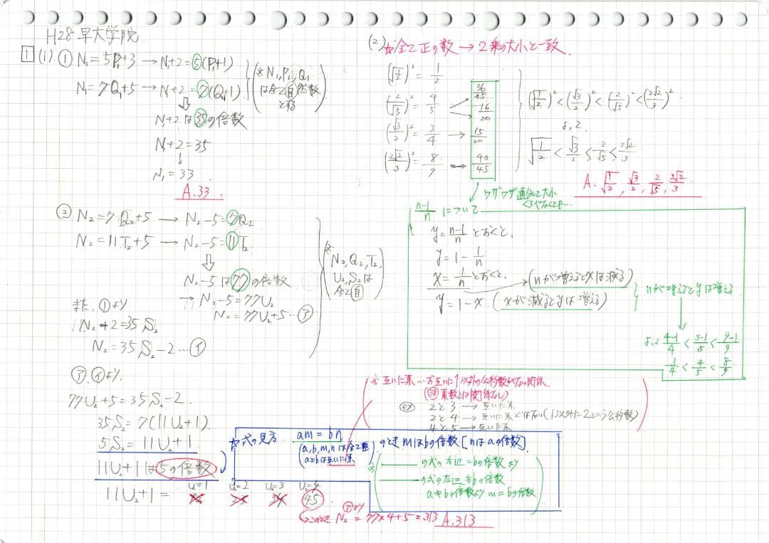 今だけ割引 塾講師オリジナル数学解説 早大学院 高校入試 過去問 2013-24