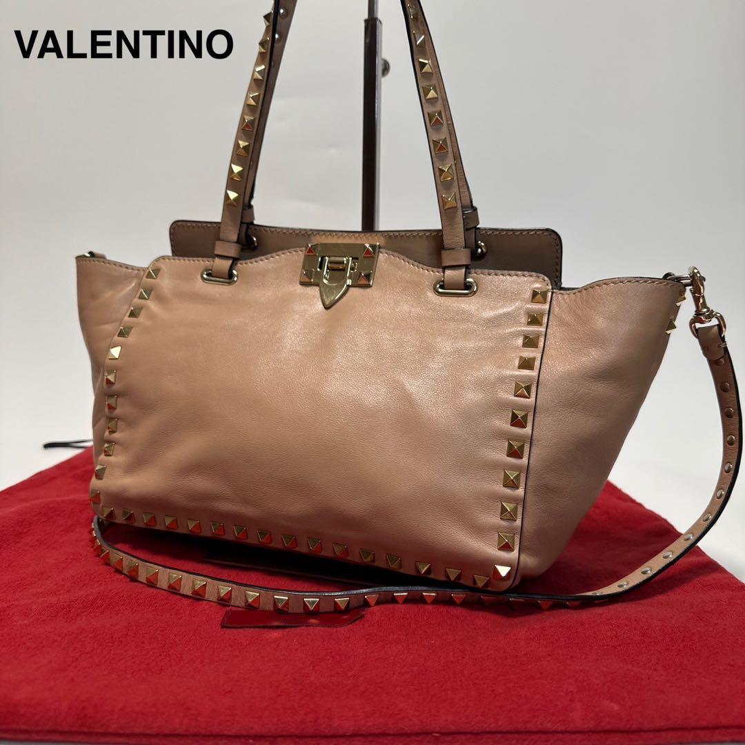 q12【美品】保存袋　領収書付　ヴァレンティノ　ロックスタッズ2wayショルダー