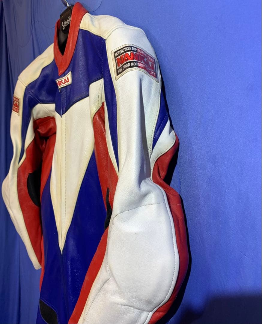 (プロフ必読） NANKAI レザーツナギ 青赤白　MFJ Lサイズ