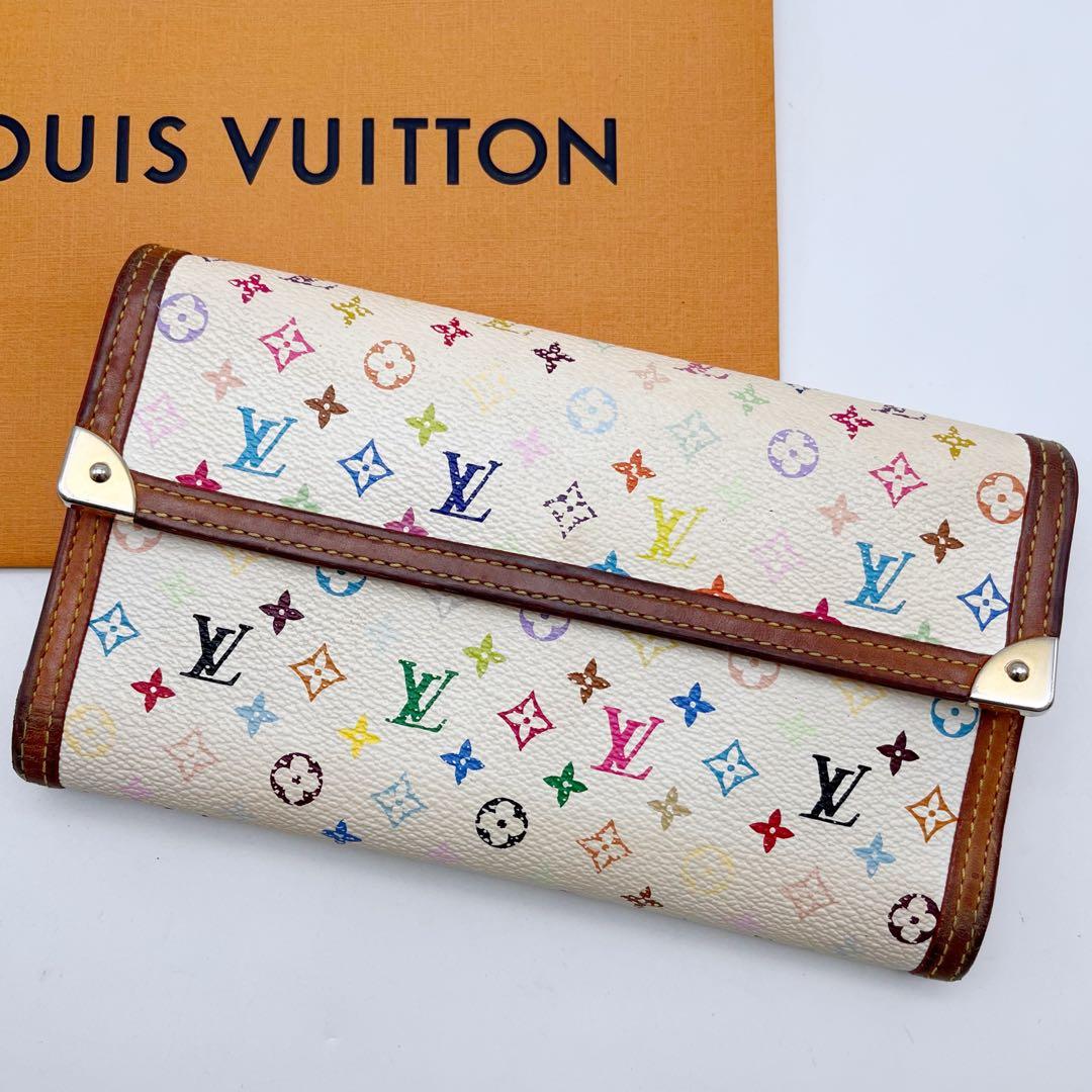 ルイヴィトン モノグラムマルチカラー ポルトトレゾール インターナショナル 白