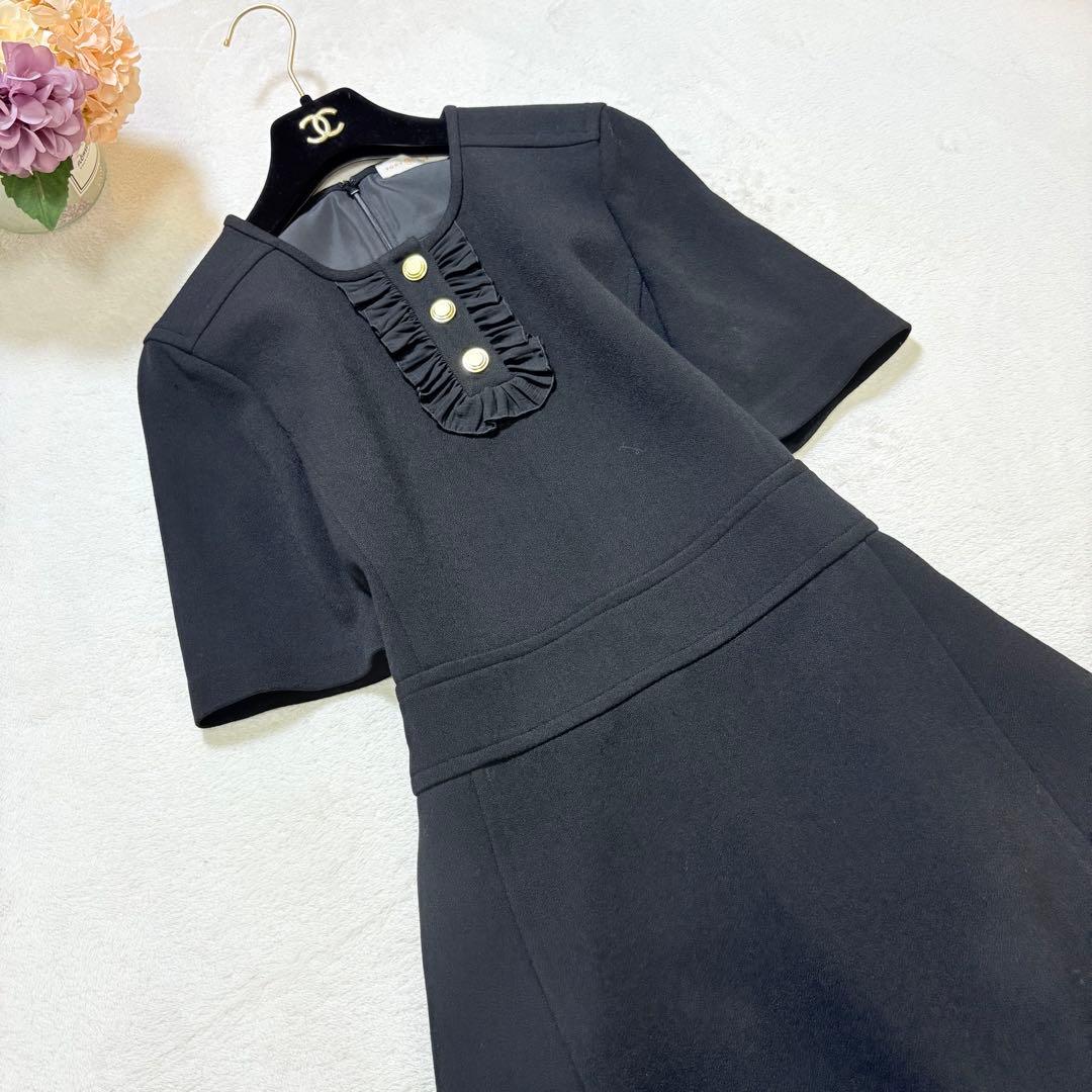 TORY BURCH トリーバーチ 2 フリル ワンピース 黒ゴールドボタン
