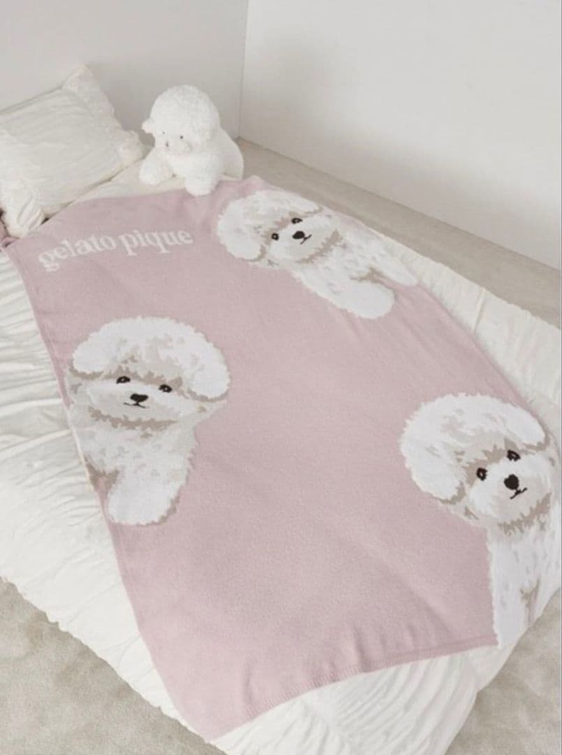 gelatopique ジェラートピケ パウダーDOG3柄ジャガードマルチカバー