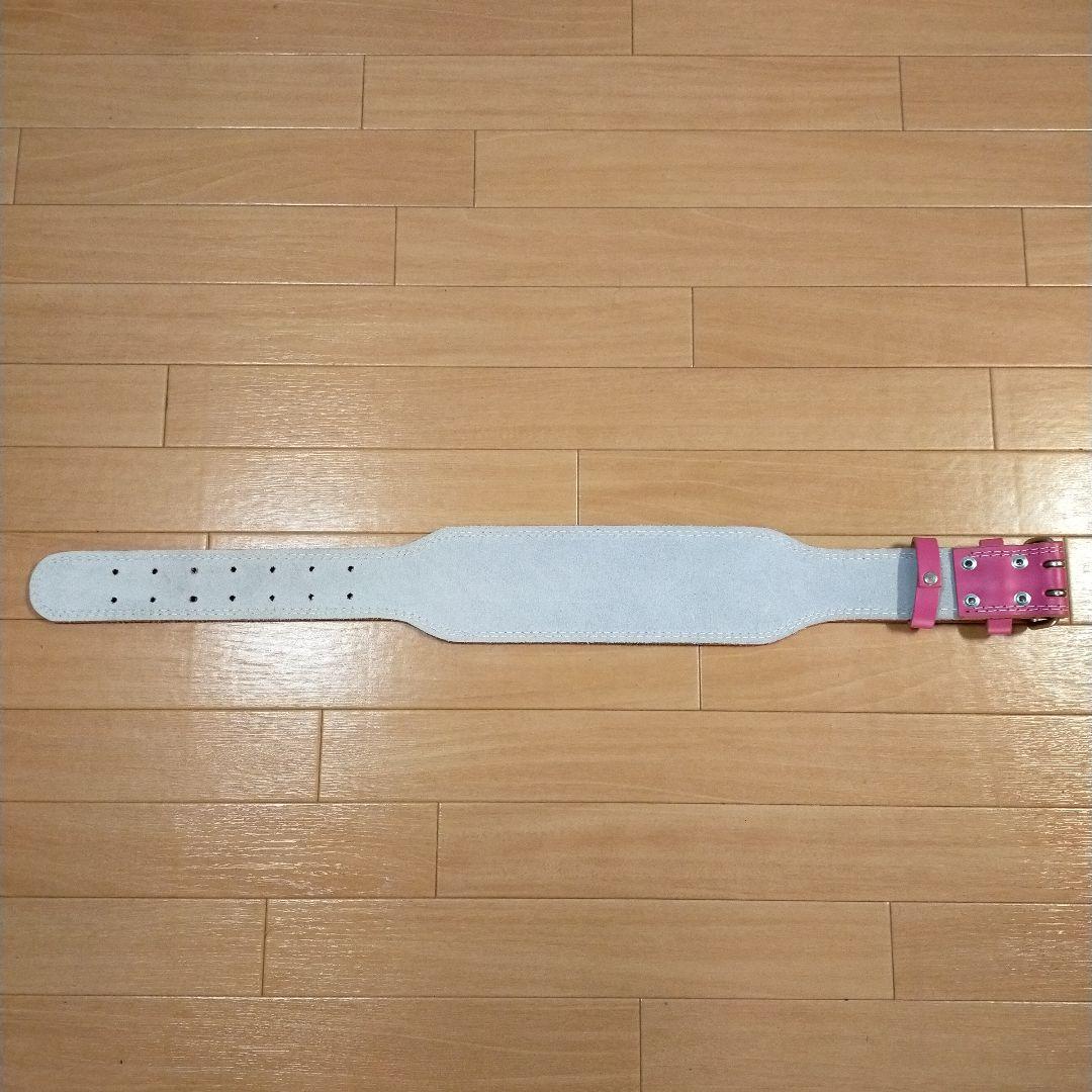 【未使用】GOLD'S GYM高級レザーウェストベルトEXピンクゴールドジム