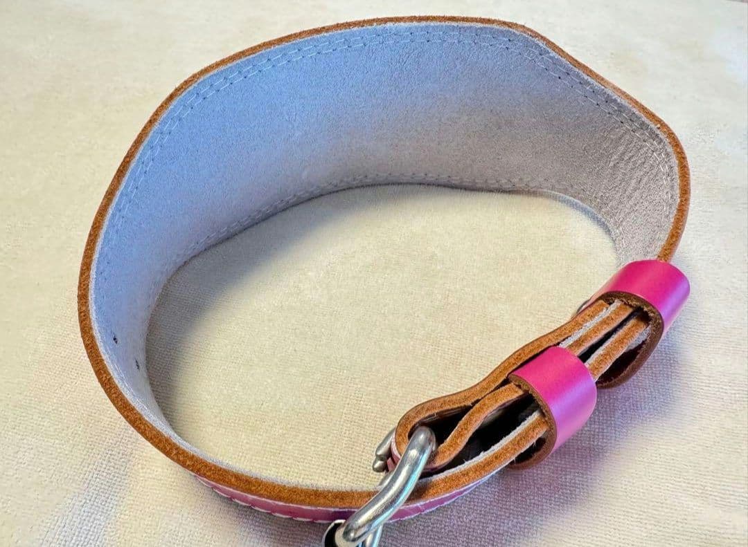 【未使用】GOLD'S GYM高級レザーウェストベルトEXピンクゴールドジム