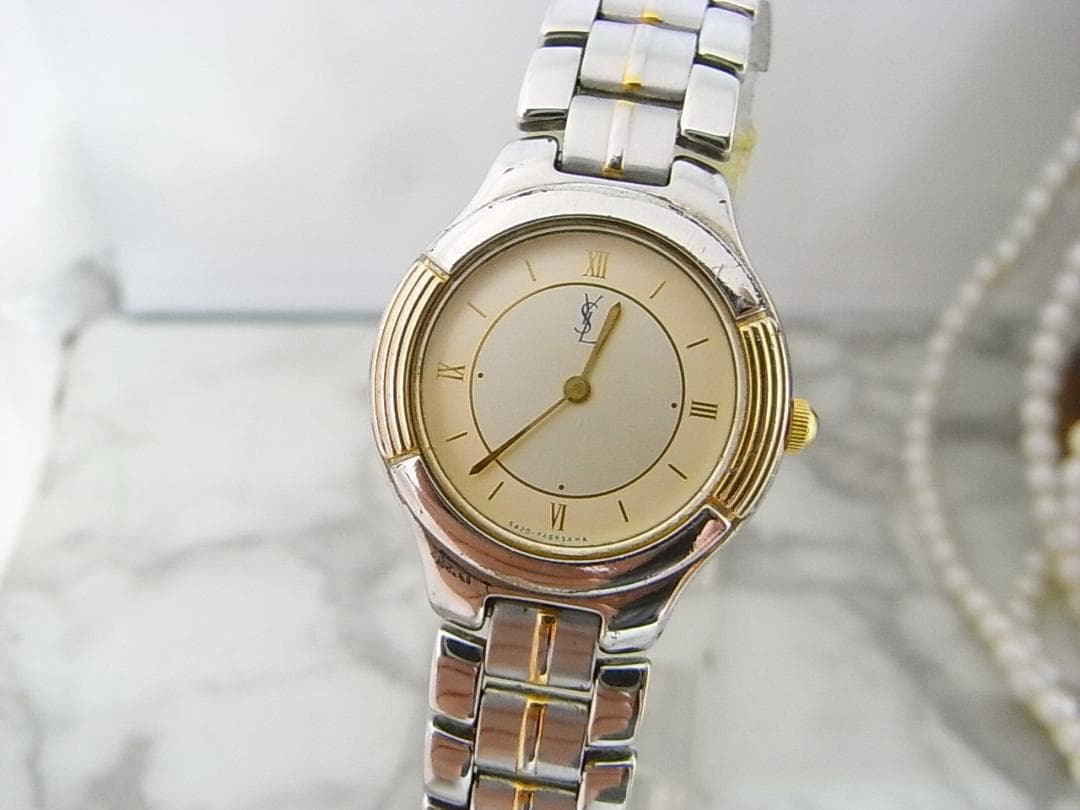 ヴィンテージ　イヴサンローラン　YSL　コンビ　ラウンド　レディース　ウォッチ