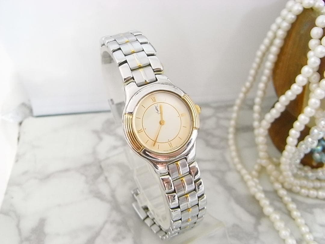 ヴィンテージ　イヴサンローラン　YSL　コンビ　ラウンド　レディース　ウォッチ