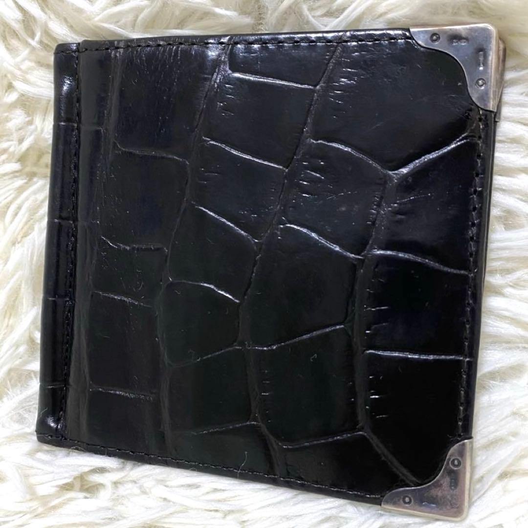 【良品✨】ポールスミス レザー クロコ型押し マネークリップ 黒