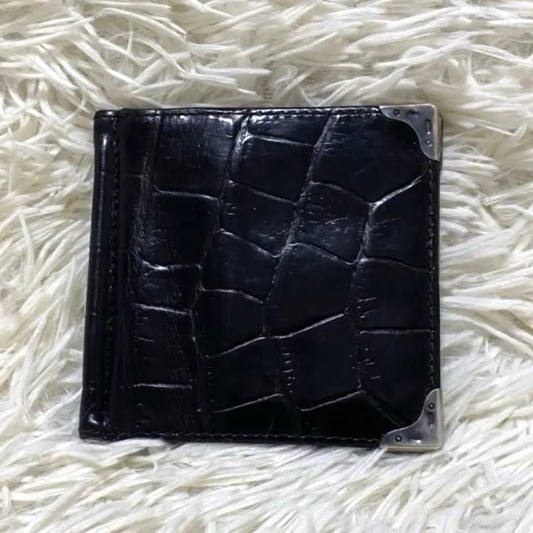 【良品✨】ポールスミス レザー クロコ型押し マネークリップ 黒