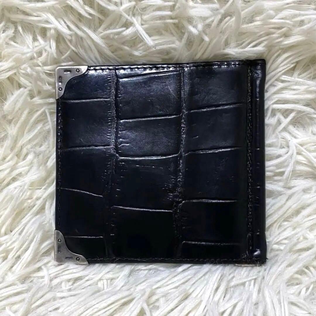 【良品✨】ポールスミス レザー クロコ型押し マネークリップ 黒