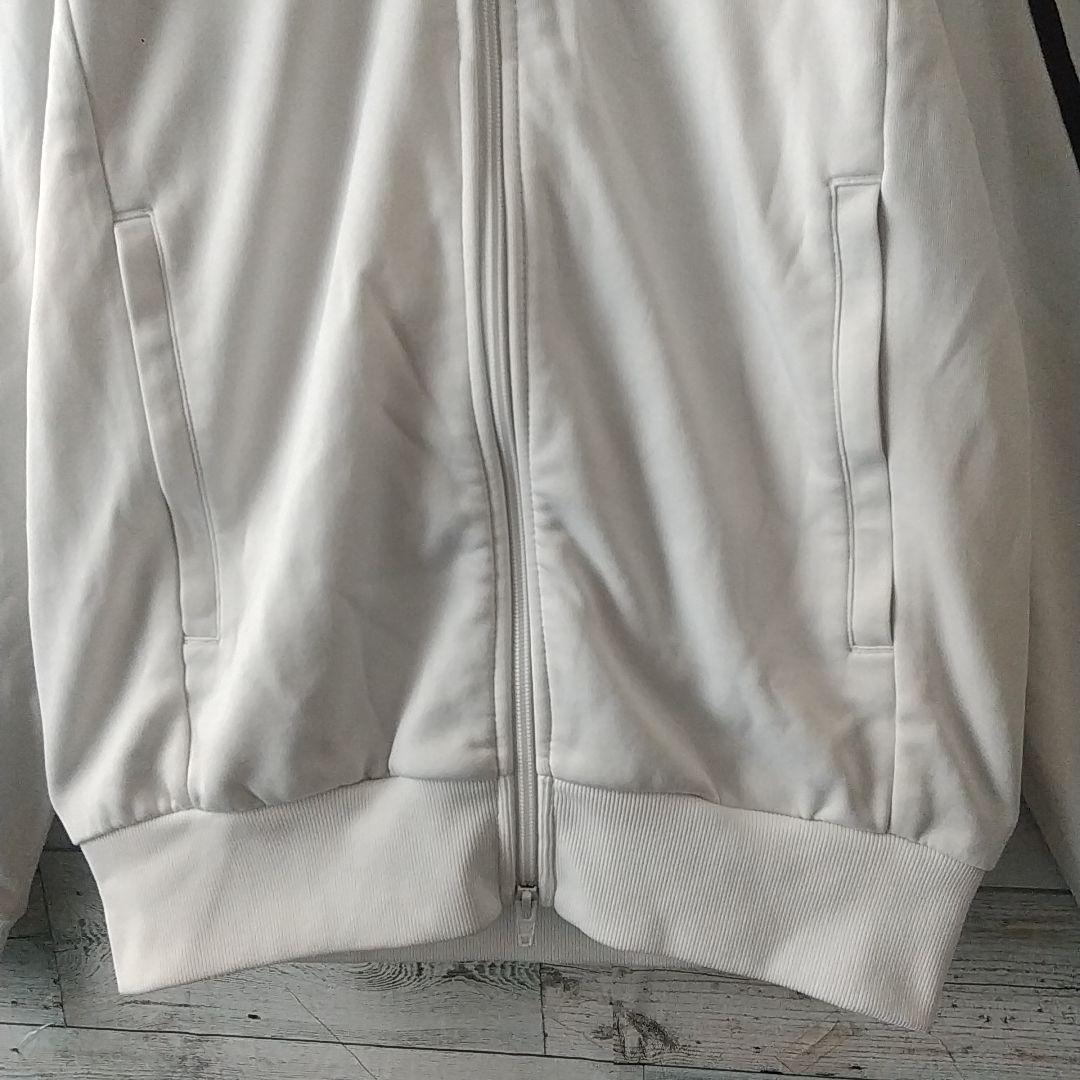 人気☆アディダス 刺繍ロゴ スリーライン トラックジャケット O 白×黒