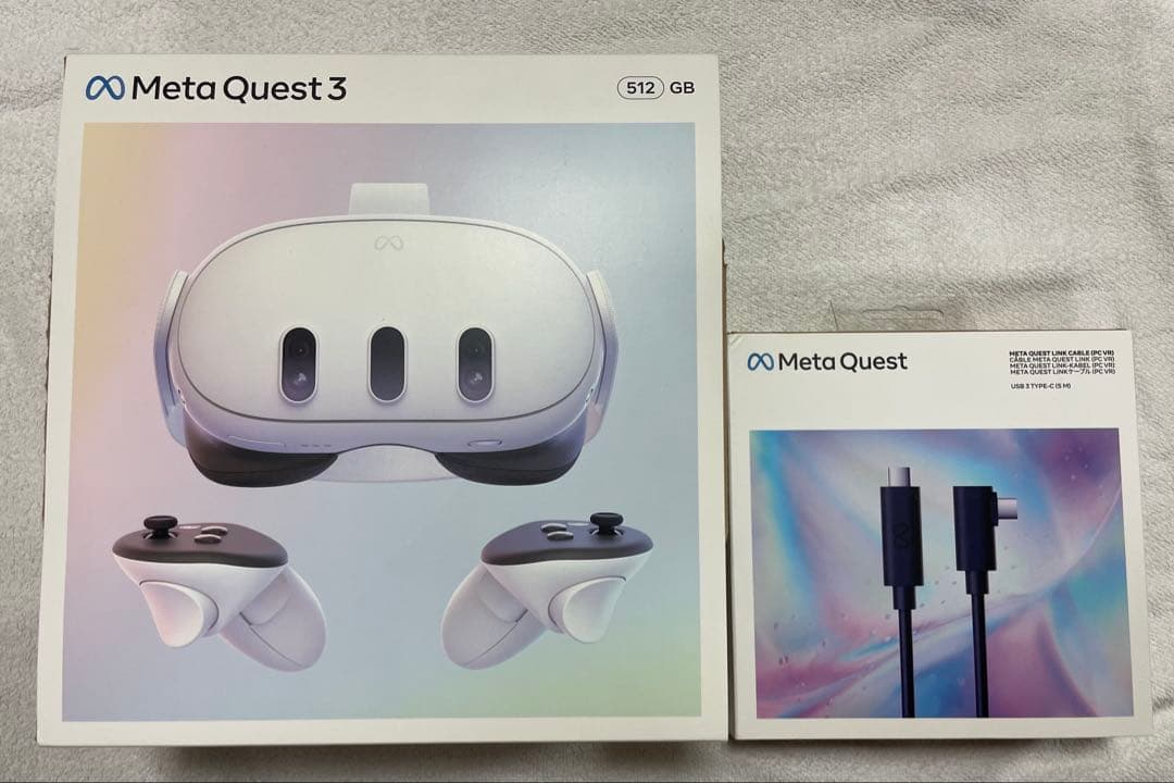  Quest 3 VRヘッドセット(512GB)+純正PC接続ケーブル