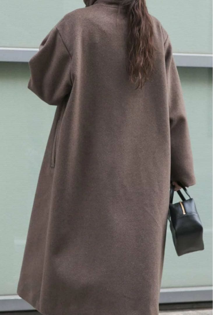 ブラウン ウールロングコート
