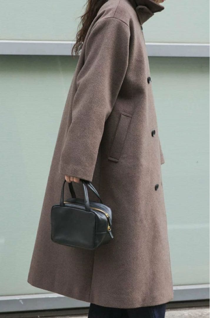 ブラウン ウールロングコート