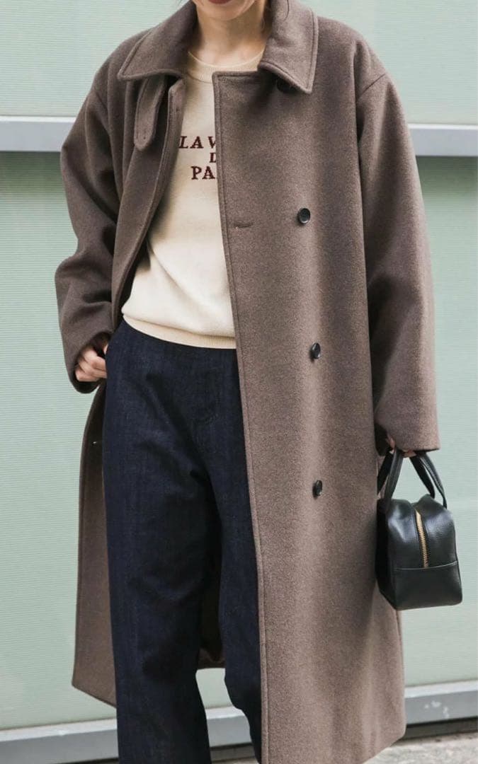 ブラウン ウールロングコート