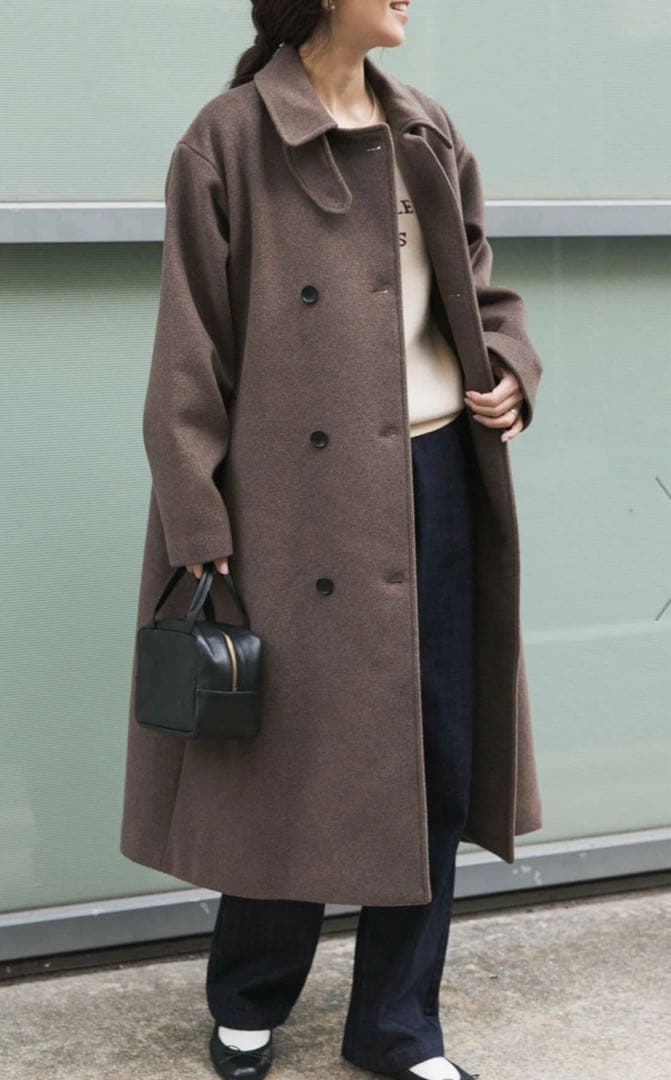 ブラウン ウールロングコート