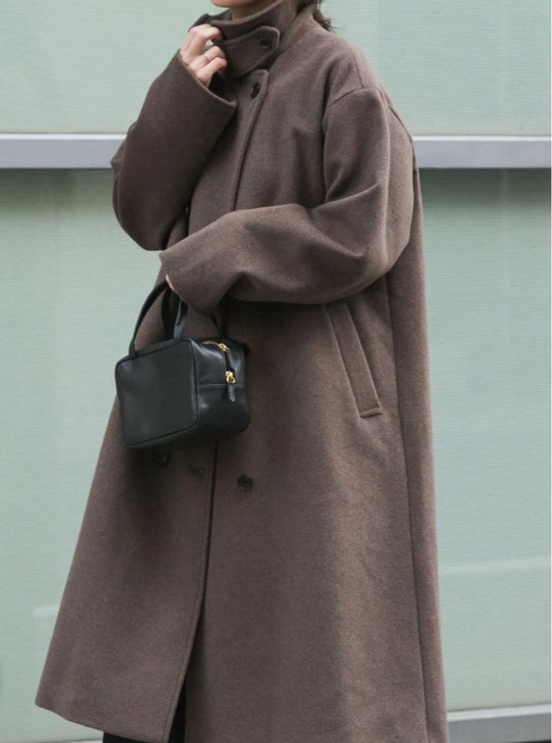 ブラウン ウールロングコート