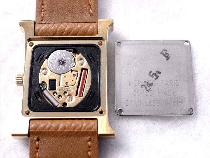 天然ダイヤ鑑別書つき　エルメス　Hウォッチ　ダイヤベゼル　レディース腕時計