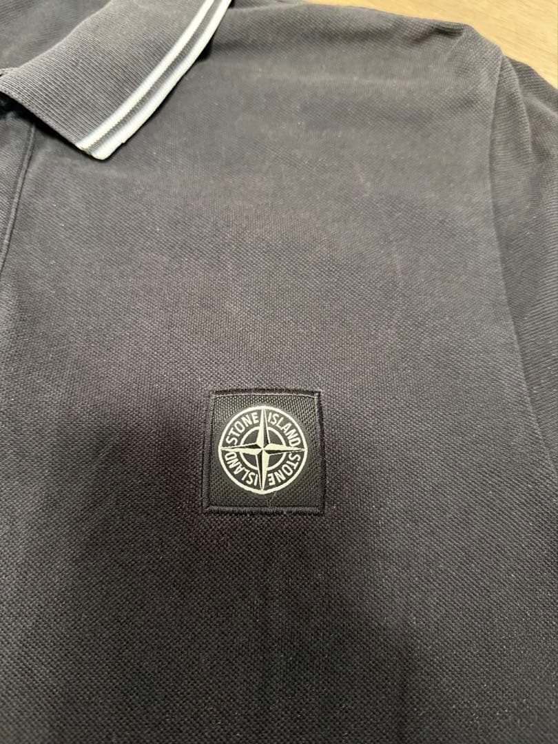STONE  ブラック ポロシャツ スリムフィット.