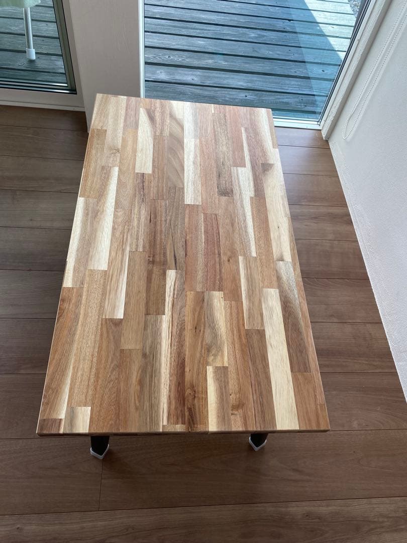 アカシア集成材　折りたたみ　テーブル　キャンプ ローテーブル1000×500