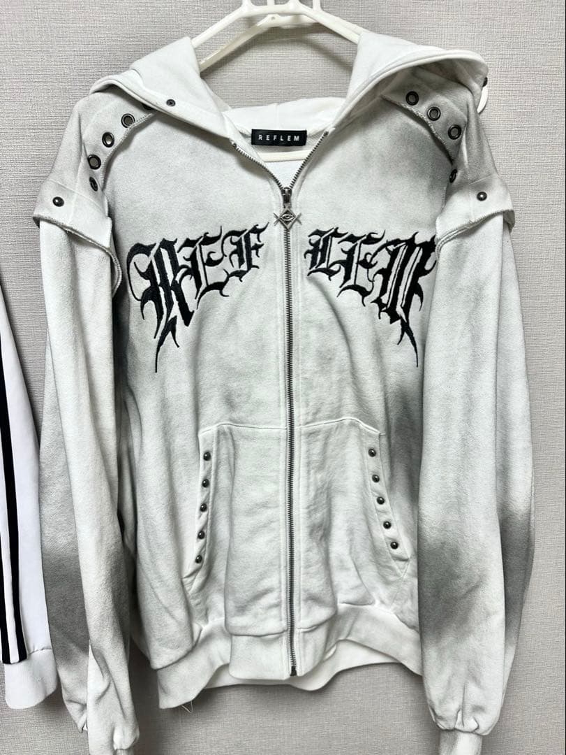 REFLEM 25ss ホワイト 顔料加工セパレートスリーブZIPパーカー