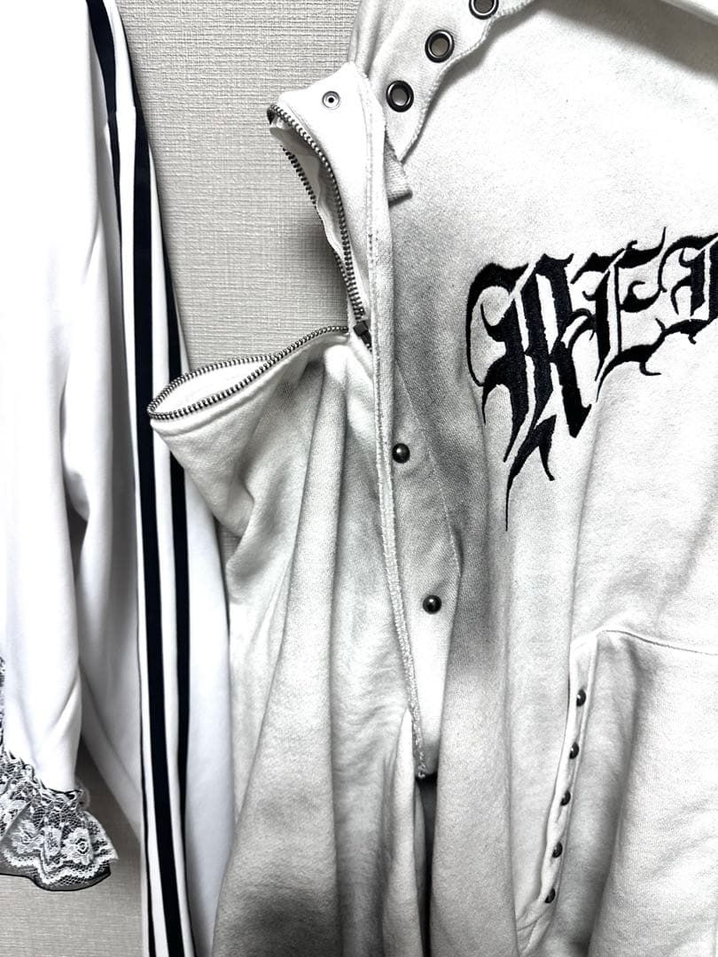 REFLEM 25ss ホワイト 顔料加工セパレートスリーブZIPパーカー