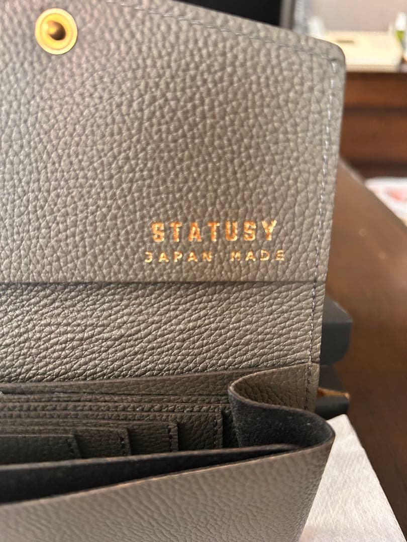 STATUSY 日本製 グレー 長財布
