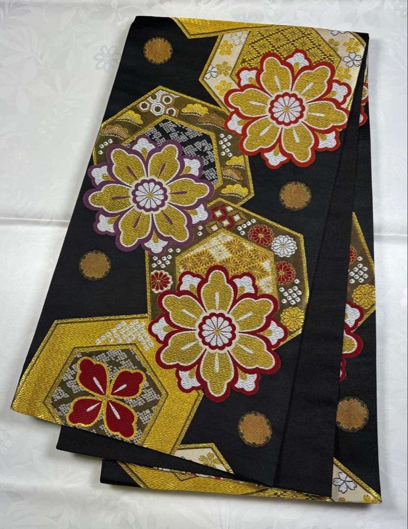 sh-065 化繊袋帯全通　振袖　成人式　美品