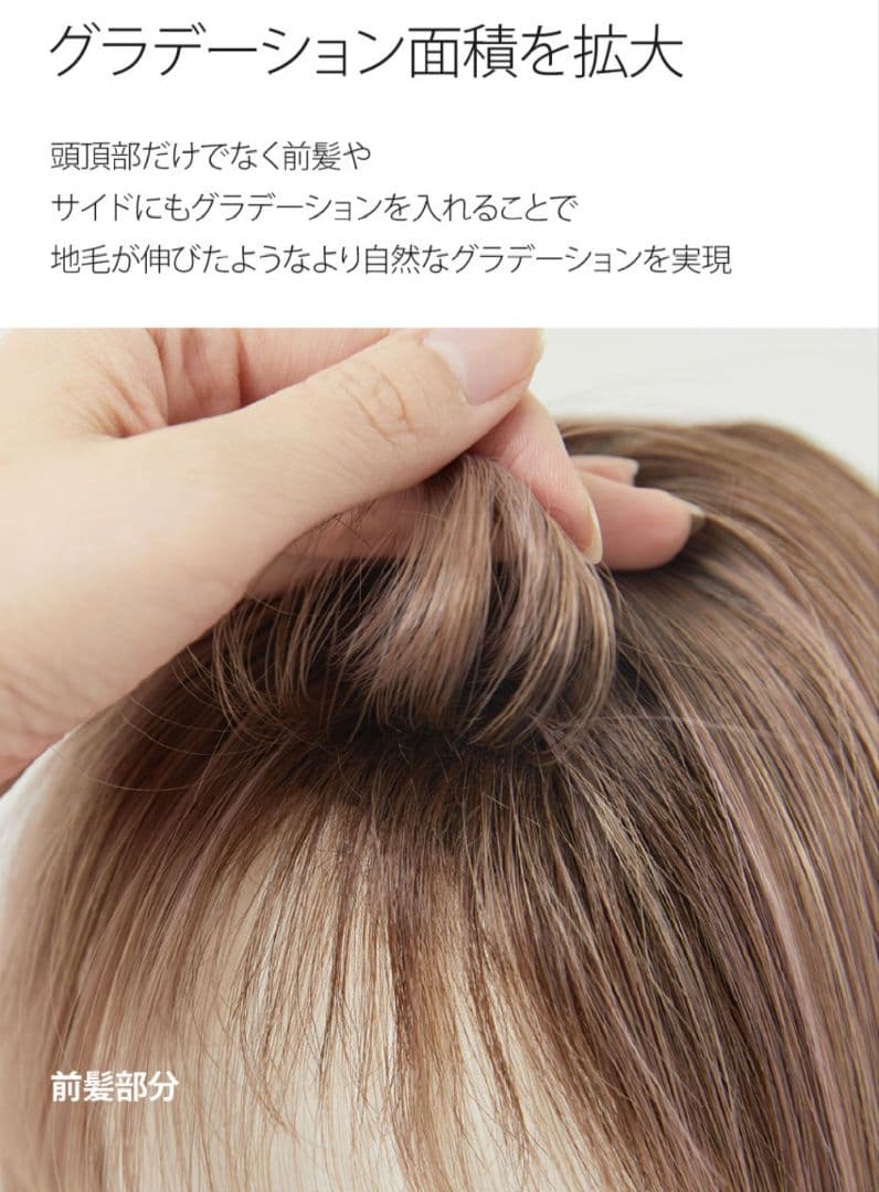 ピンクエイジ トップ 前髪ウィッグ シースルーバング 2個セット＋1個