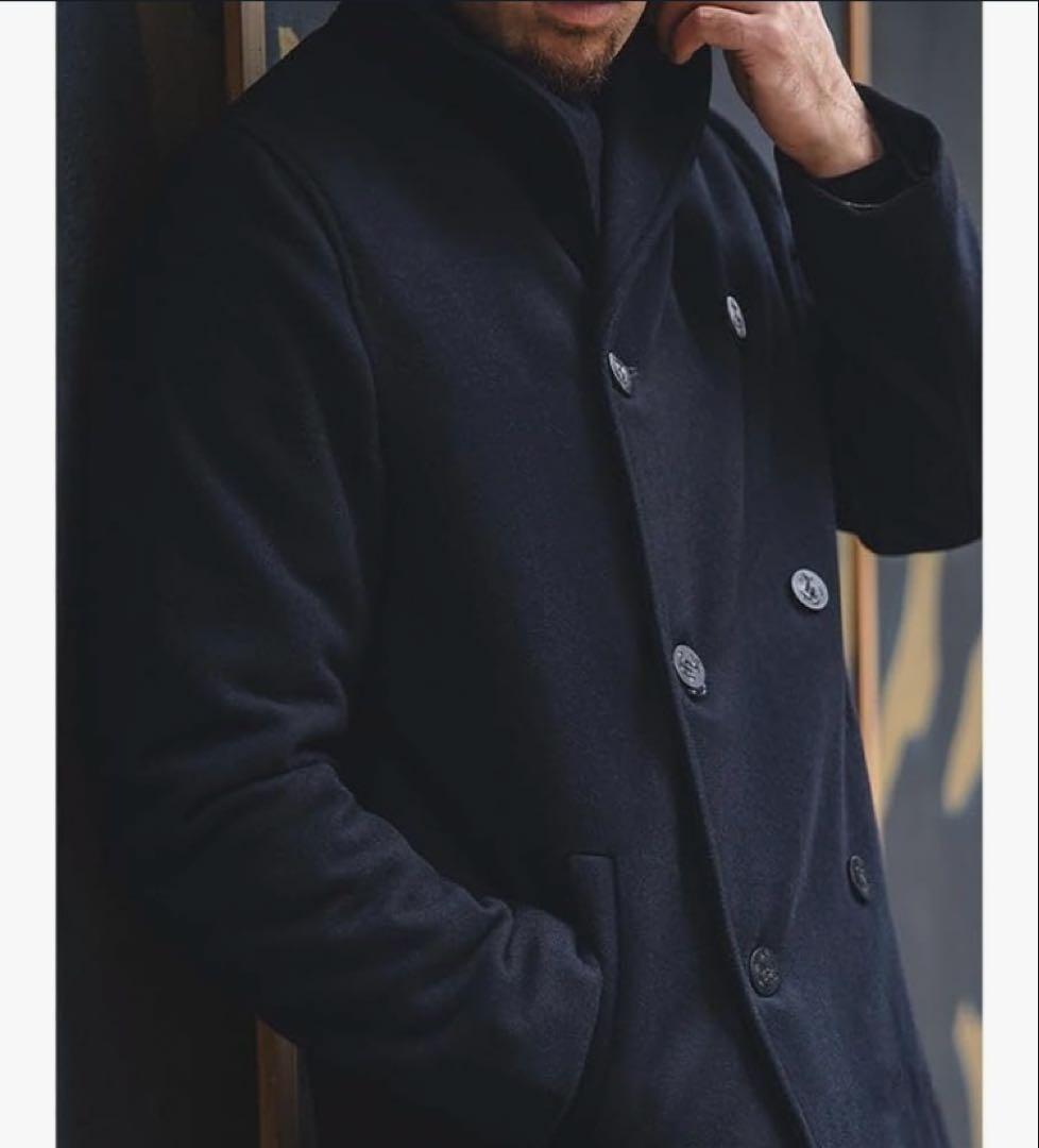 カラクkarakuダブルブレストショールカラーピーコート ビジネス カジュアル