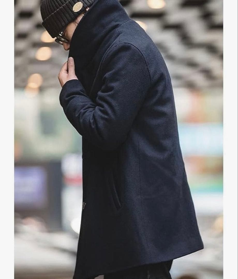 カラクkarakuダブルブレストショールカラーピーコート ビジネス カジュアル