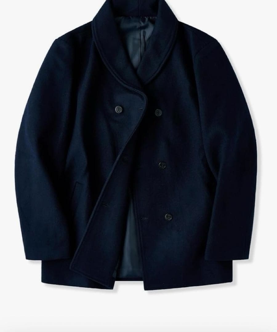 カラクkarakuダブルブレストショールカラーピーコート ビジネス カジュアル