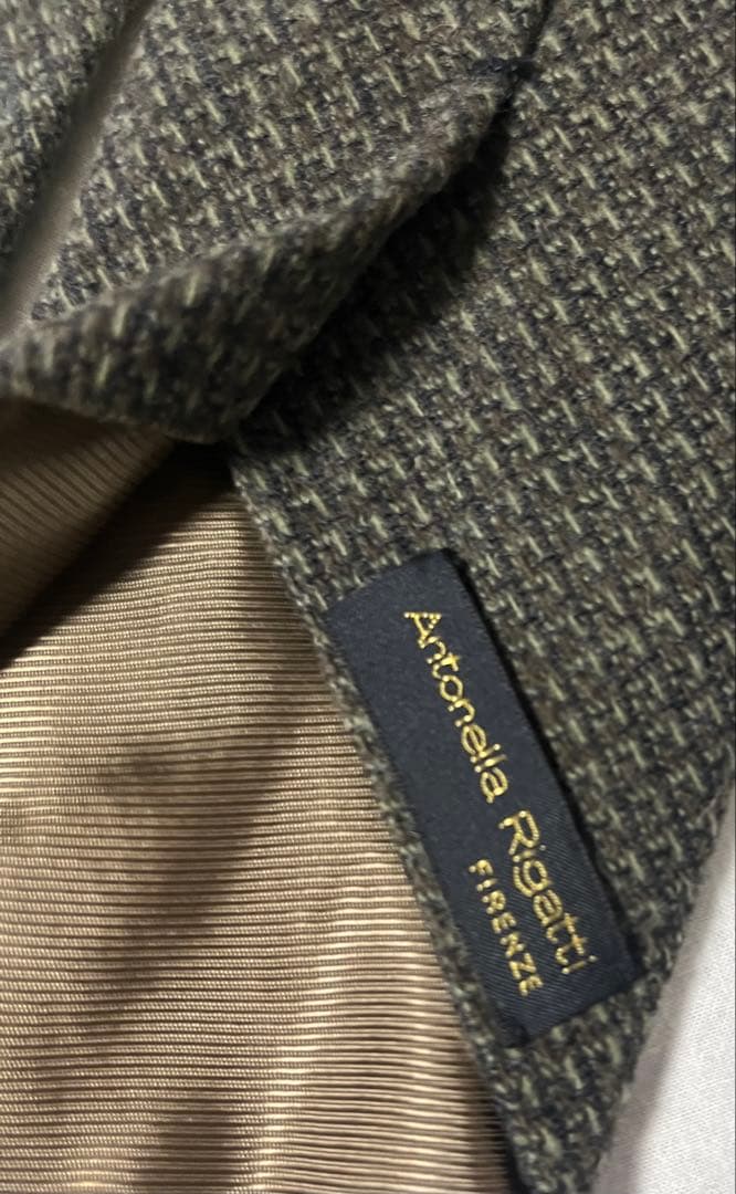 【希少】　アントネッラ　リガッティ　ウールカシミヤ　ハンドメイドタイ　グリーン