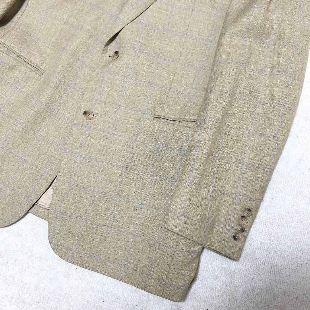 希少　バーバリーロンドン　テーラードジャケット　グレンチェック　イエロー　黄色