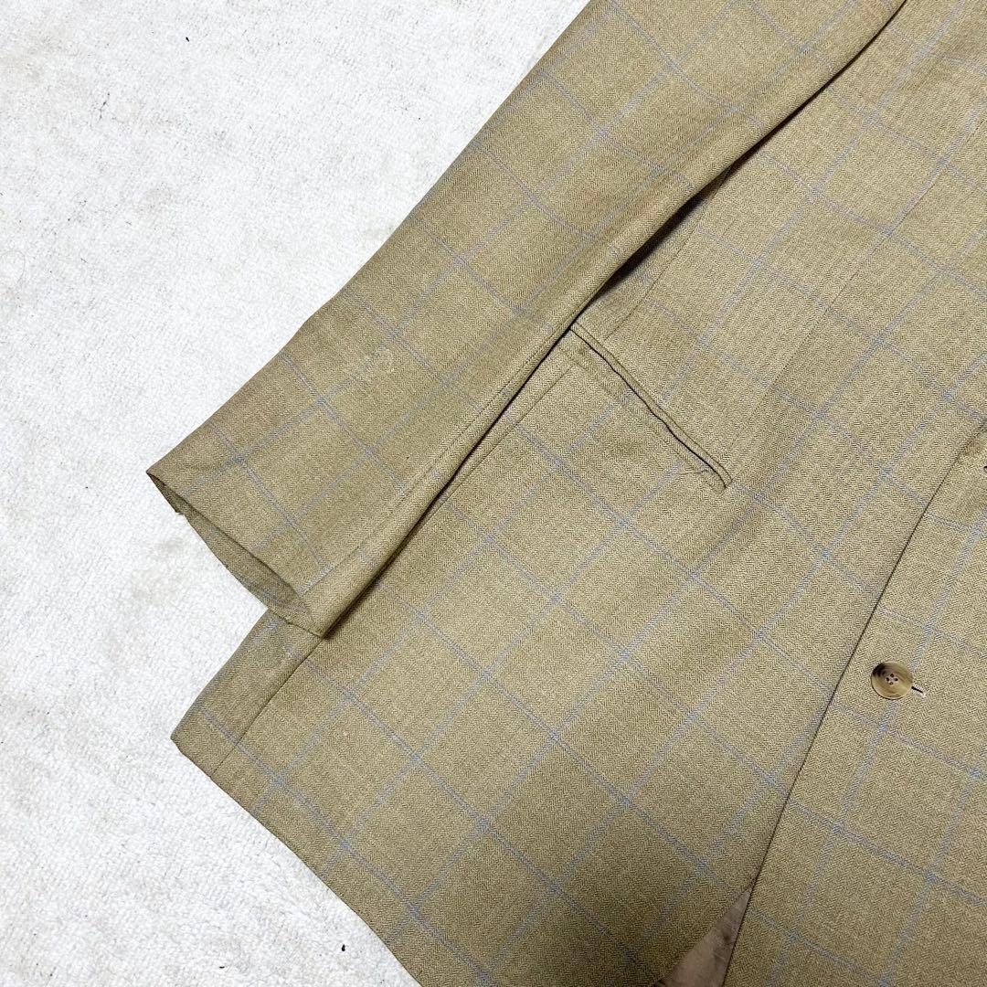 希少　バーバリーロンドン　テーラードジャケット　グレンチェック　イエロー　黄色