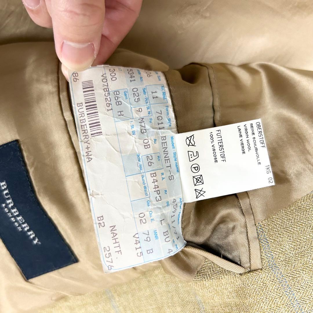 希少　バーバリーロンドン　テーラードジャケット　グレンチェック　イエロー　黄色